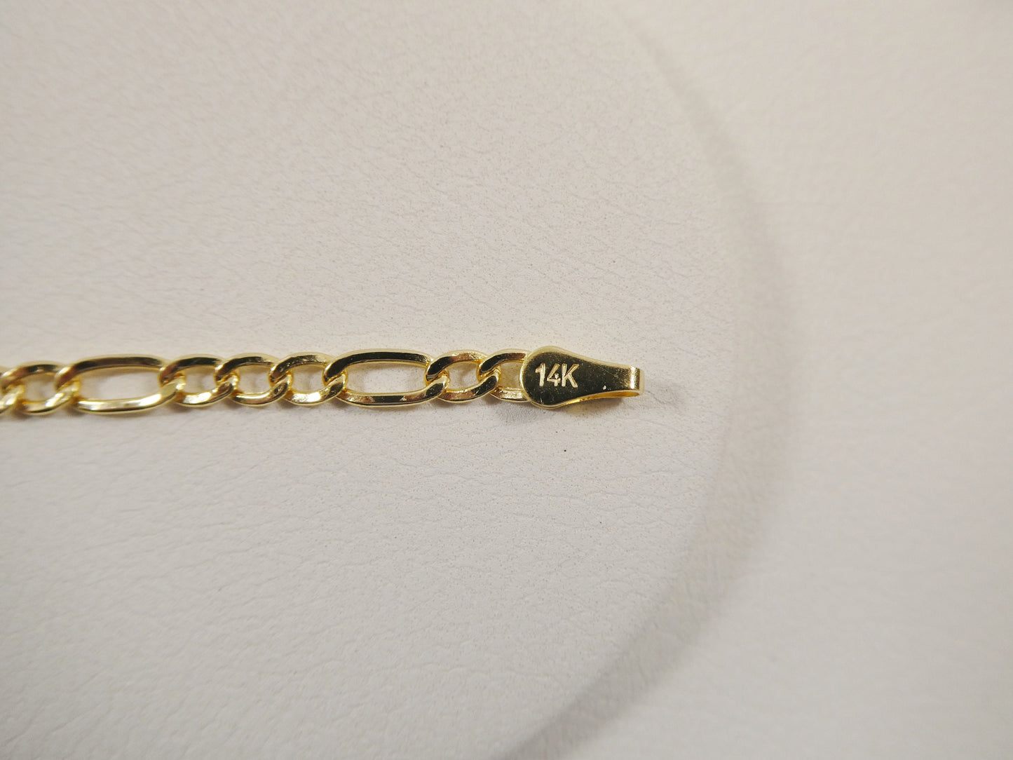 14K real solid yellow gold 6 inch Figaro style baby ID bracelet