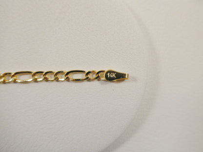 14K Real Solid Yellow Gold 6 Inch Figaro Style Baby ID Bracelet