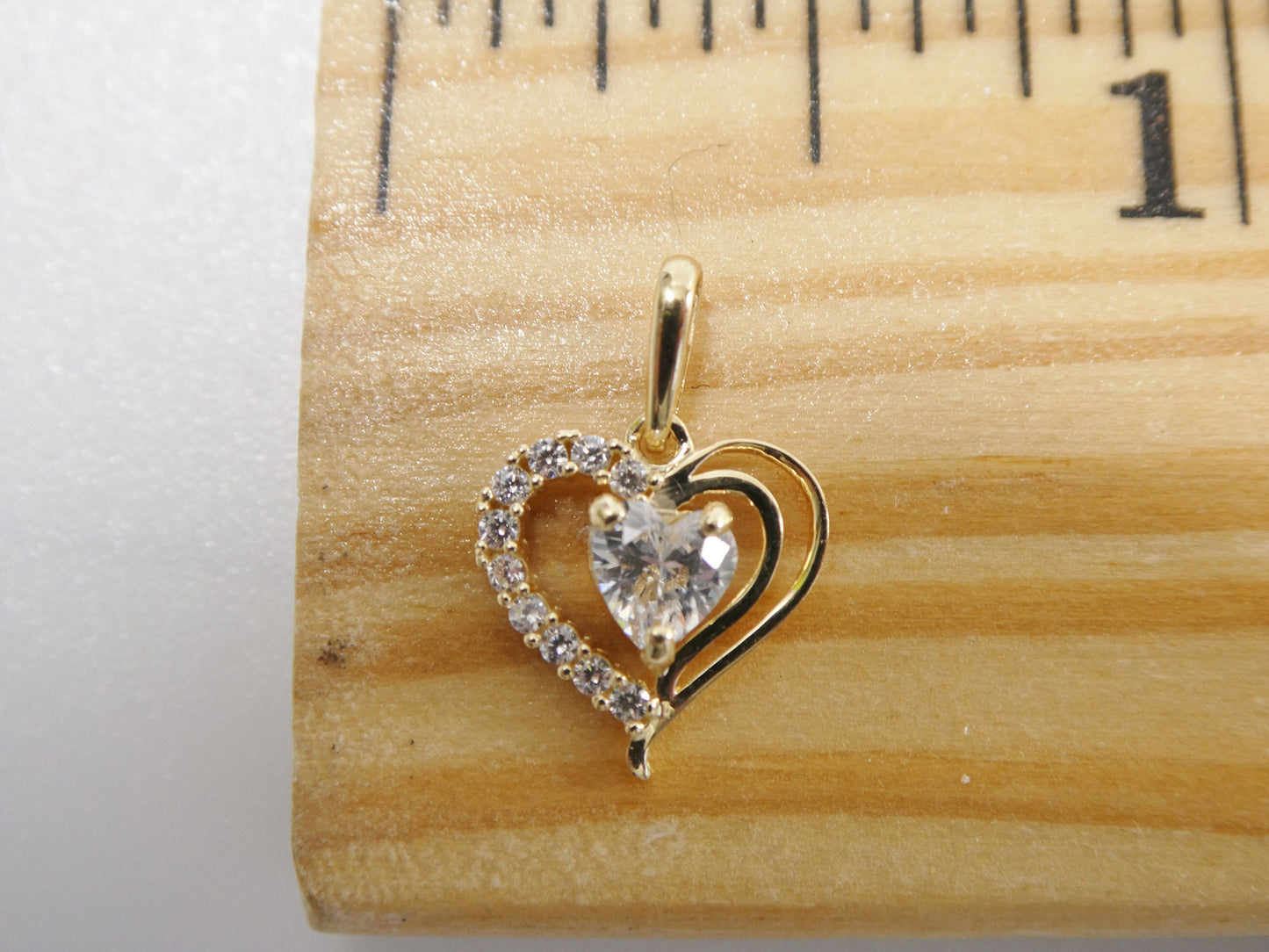 14k real solid yellow gold heart high polish charm pendent