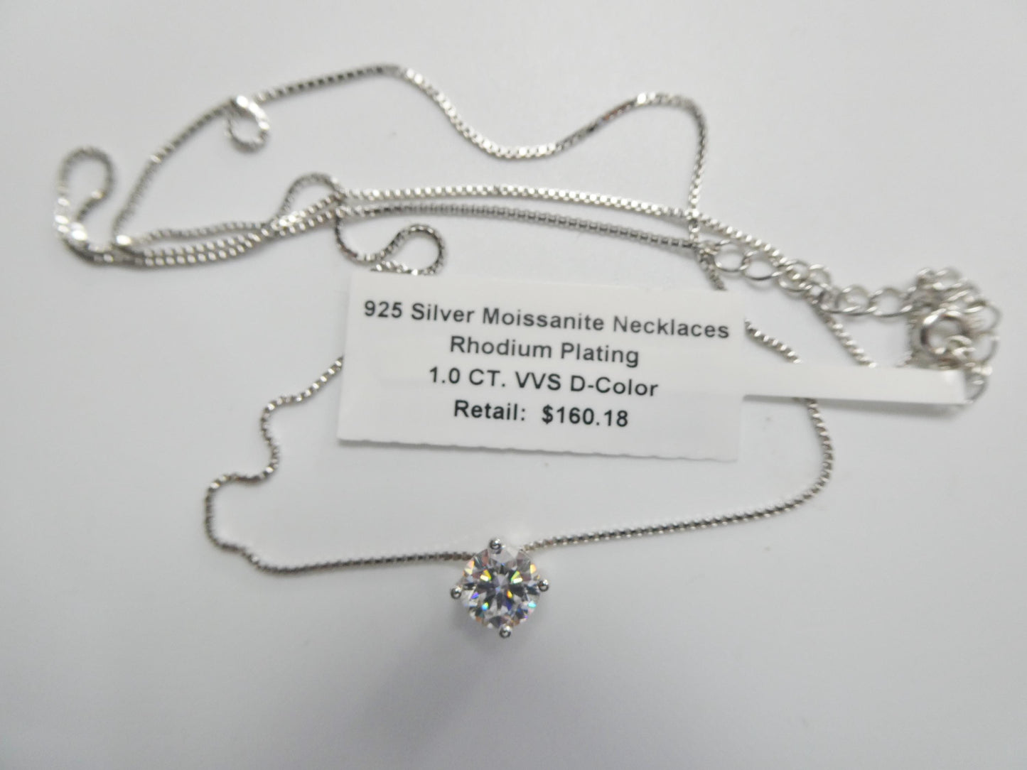 925 sterling silver round solitaire moissanite necklace
