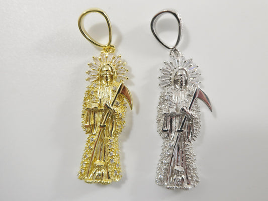 real 925 sterling silver santa muerte pendent charm