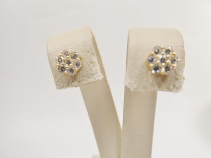 Real 10k Solid Yellow Gold 5.7mm Flower Push Post Stud Earrings