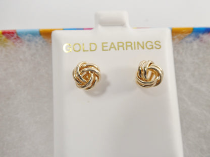 Real 10k Solid Yellow Gold Push Post Small Loveknot Stud Earring