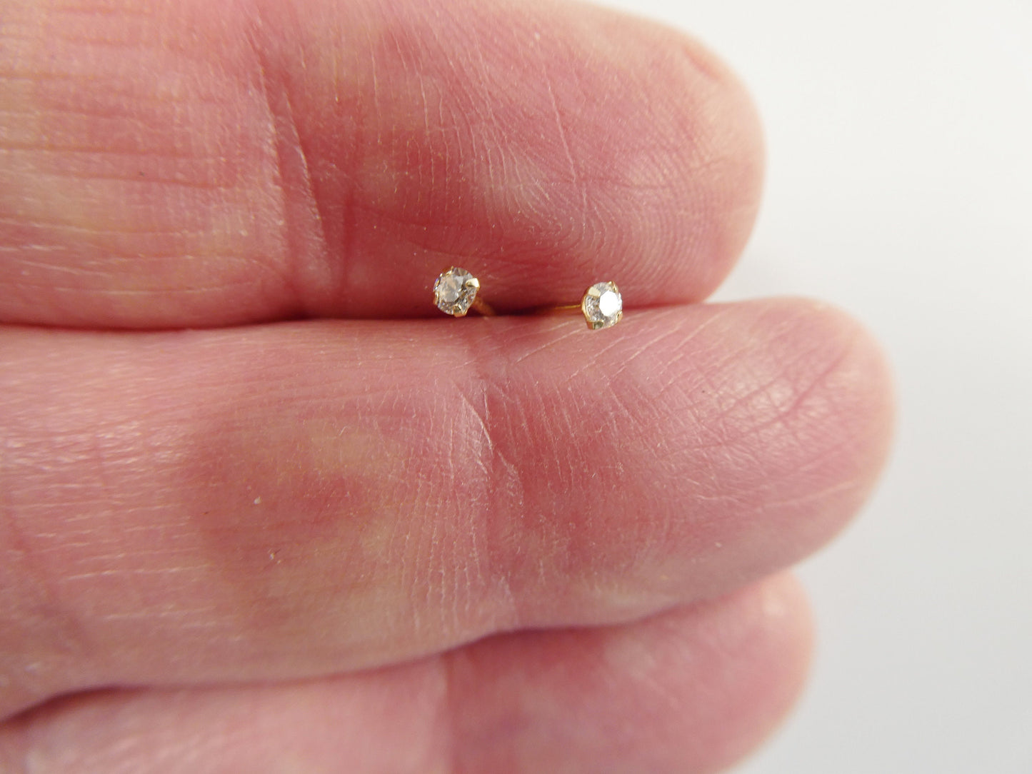 14k real solid yellow gold push post pair nose earrings