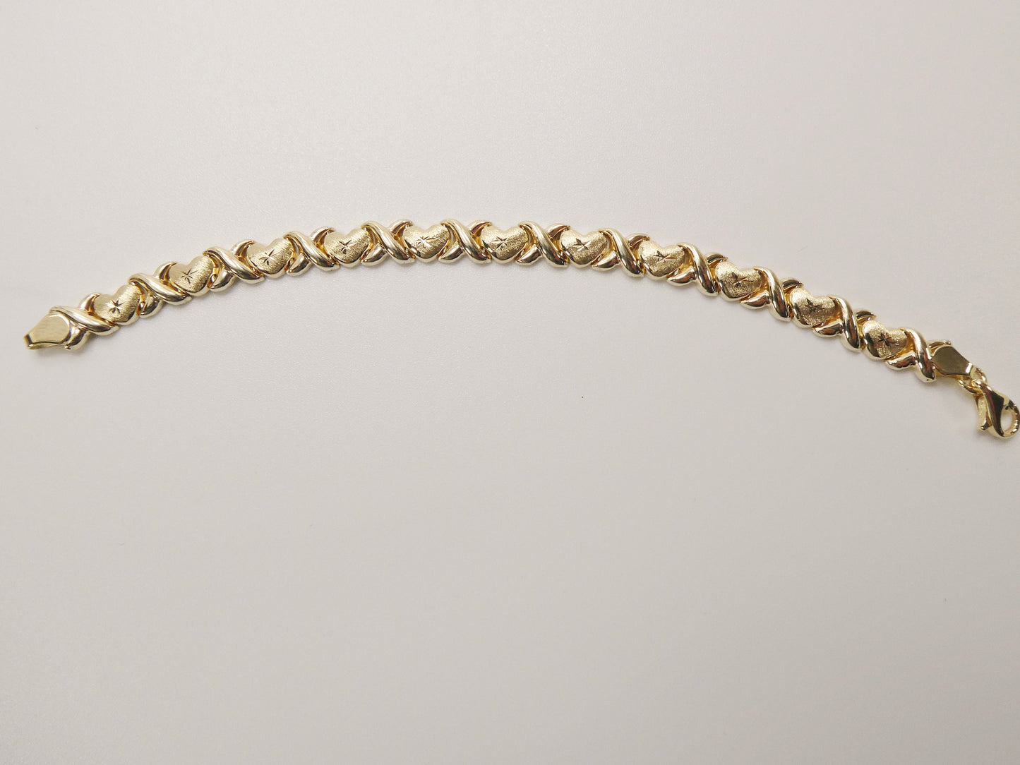 real 10k solid yellow gold 5.5/ 6.5 inch children/women xo heart bracelet