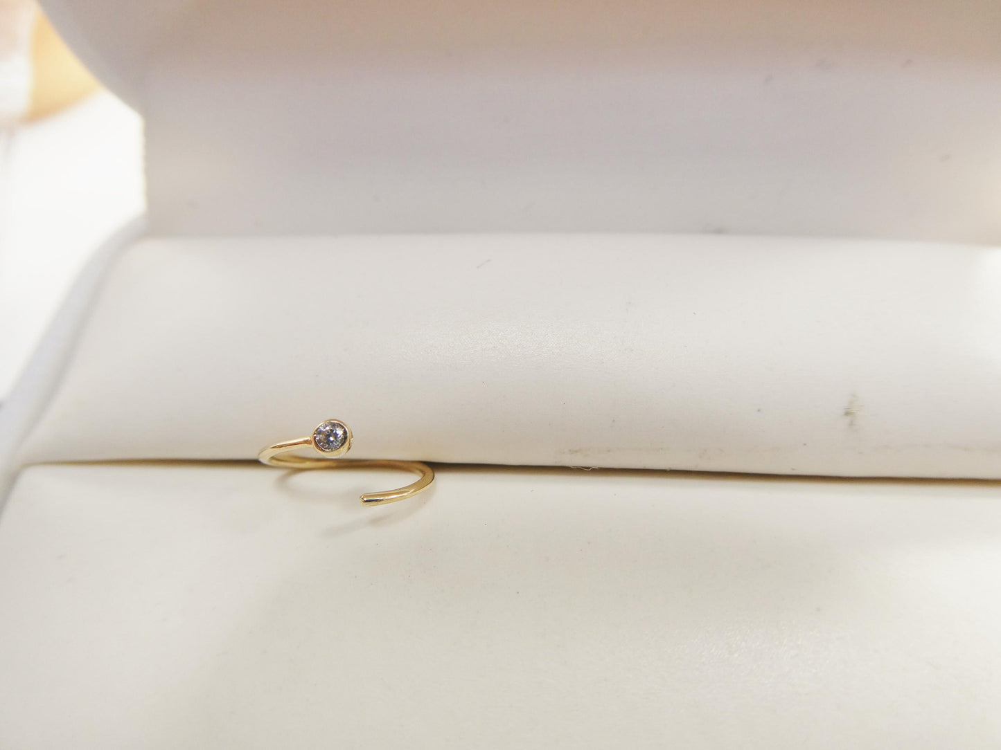 14k real solid yellow gold cz hoop earring cartilage daith ring piercing