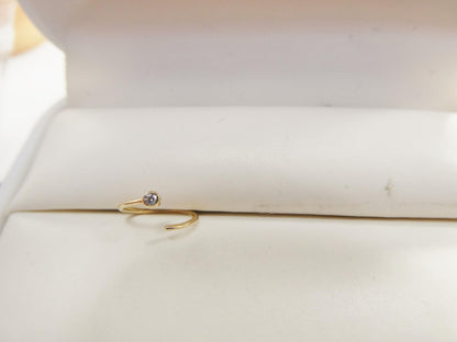 14k Real Solid Yellow Gold CZ Hoop Earring Cartilage Daith Ring Piercing