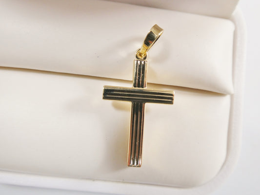 14k real solid yellow gold high polish cross pendent
