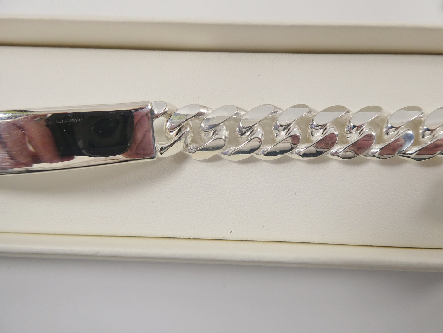 9 inch real 925 sterling silver heavy solid curb men ID bracelet