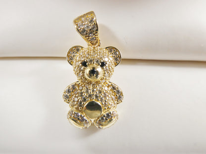 14k Real Solid Yellow Gold Small Teddy Bear Charm Pendent