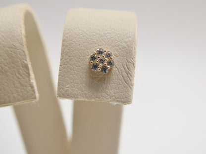 14k Real Solid Yellow Gold Flower Shape Nose Stud Ring