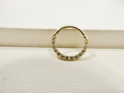 14k Real Solid Yellow Gold CZ Hoop Earring Cartilage Daith Ring Piercing