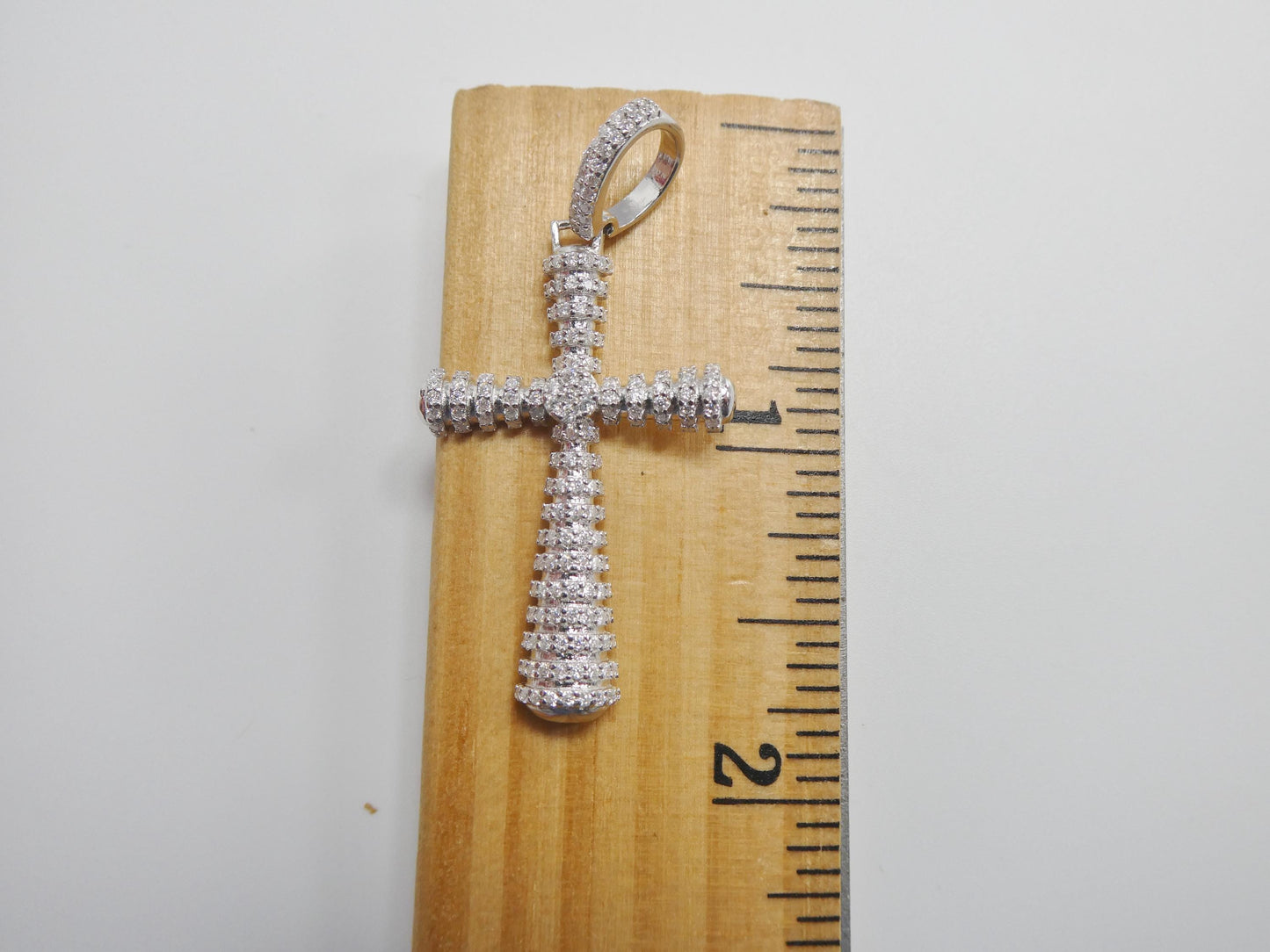 real 925 sterling silver 22 inch flat chain and moissanite cross pendent charm
