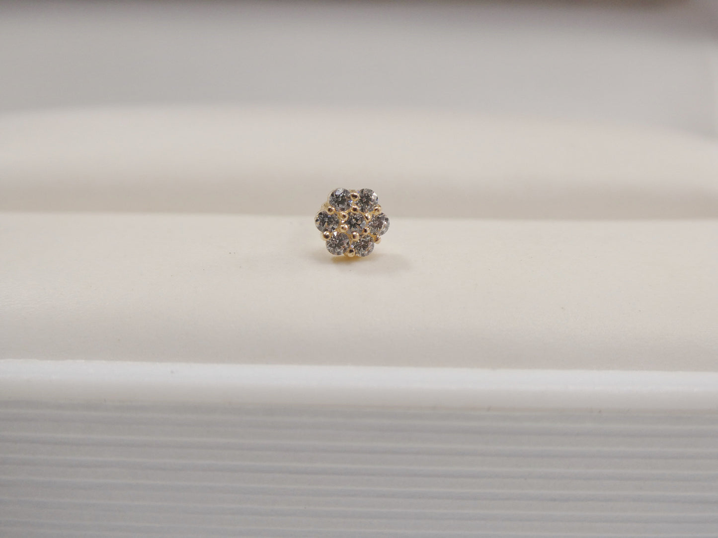 14k real solid yellow gold flower shape nose stud ring