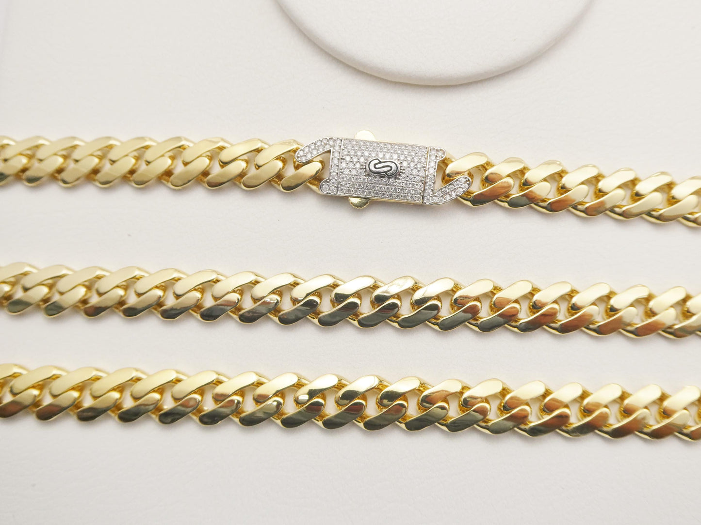 7mm Monaco link chain necklace bracelet moissanite real 925 sterling silver