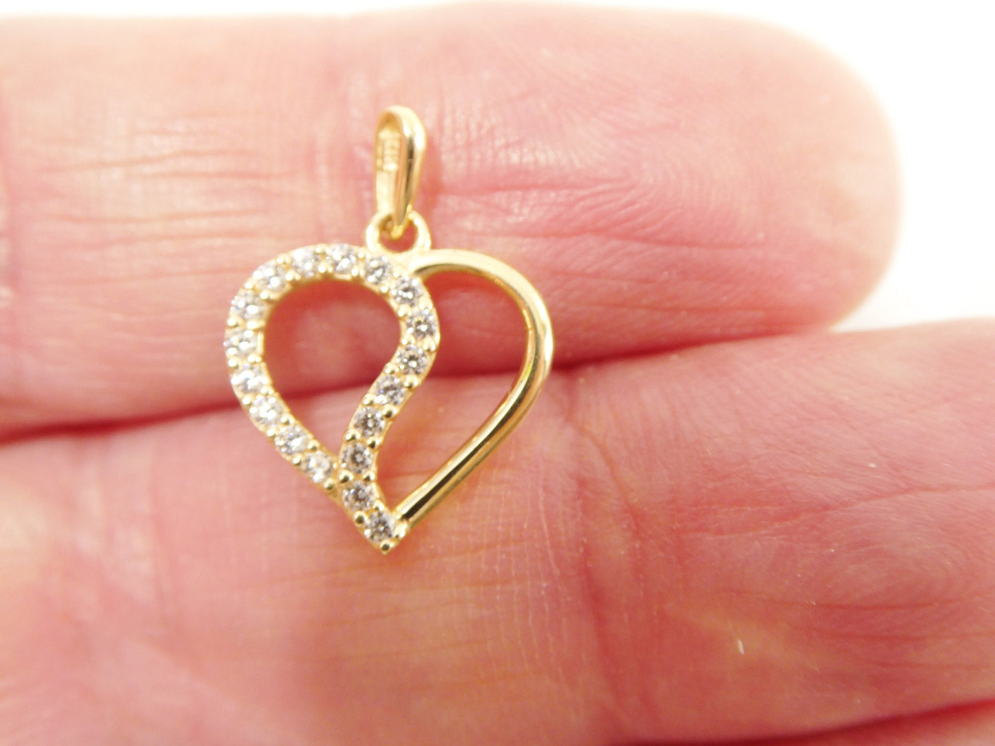 14k real solid yellow gold heart high polish charm pendent