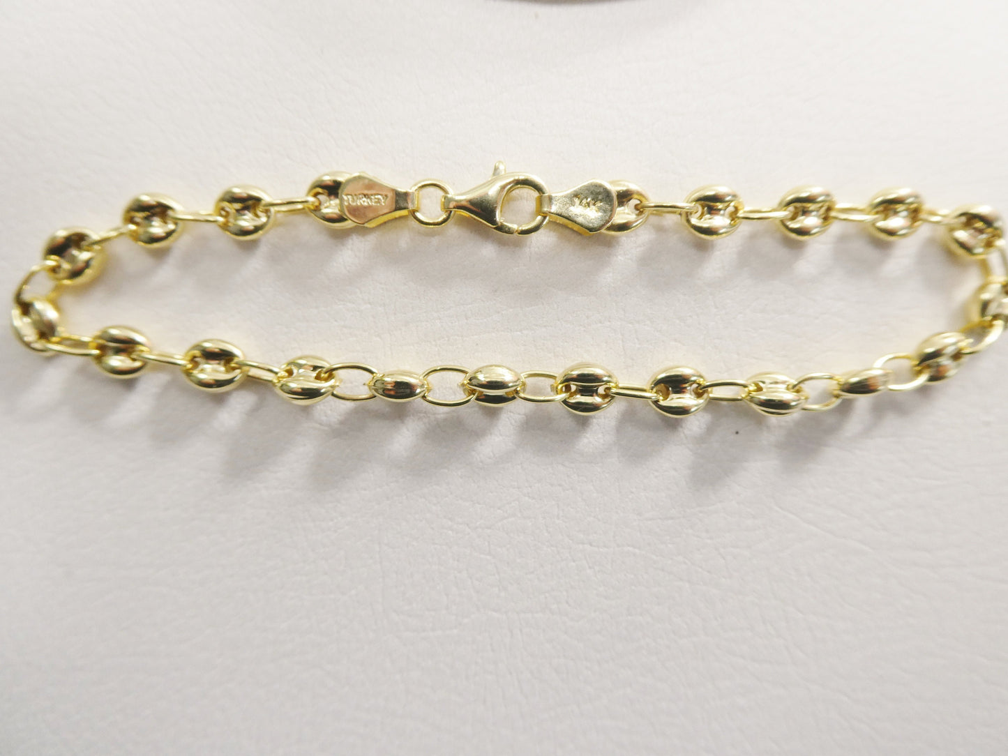 real 14k solid yellow gold 7 inch puff mariner ladies bracelet