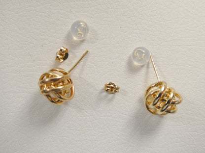 Real 10k Solid Yellow Gold Push Post Medium Size Love Knot Stud Earrings