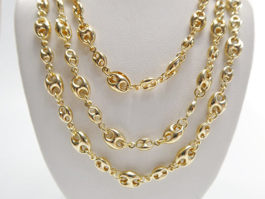 14k gold filled yellow gold puffed mariner necklace