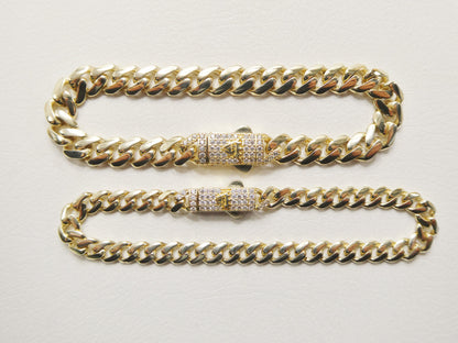 6.5 Inch Real 10k Solid Yellow Gold 5mm/7mm Monaco Bracelet