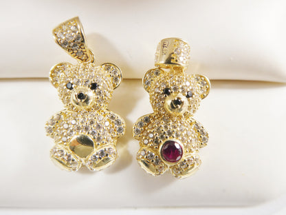 14k Real Solid Yellow Gold Small Teddy Bear Charm Pendent