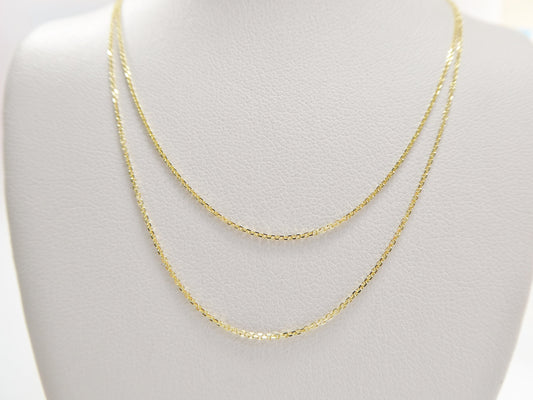 14k real solid yellow gold tiny small cable chain necklace