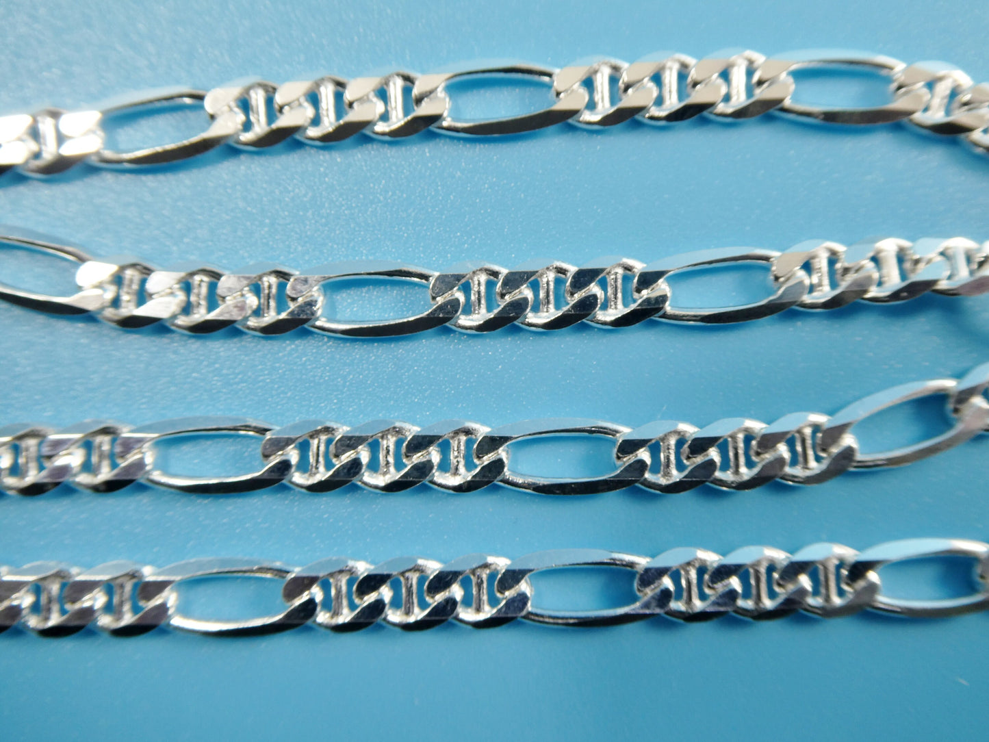Sterling Silver Italian Figaro Chain - 4.6mm Solid Mariner Link