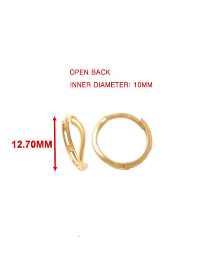 Real 10k Solid Yellow Gold Designer Hoop Huggie Earrings