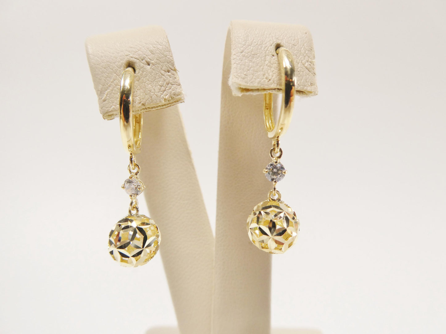real 10k solid yellow gold ball drop huggie earrings