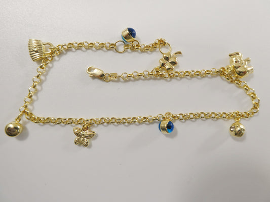 real 14k solid yellow gold 9 inch anklet bracelet