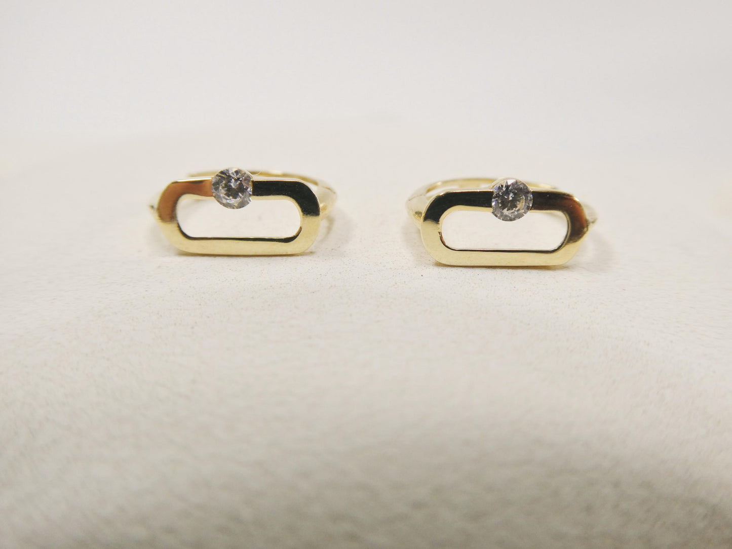 real 10k solid yellow gold paperclip hoop huggie earrings