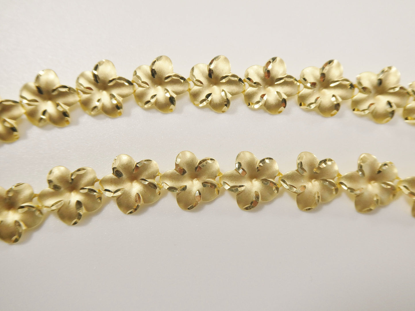 7 inch real 925 sterling silver flower 14k gold tone matt finish