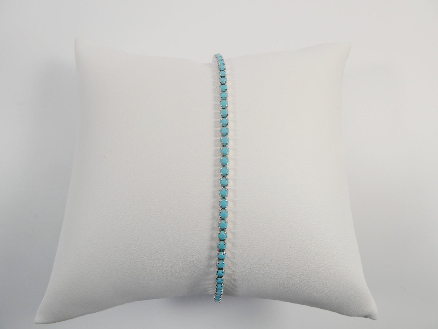 Adjustable turquois tennis bracelet real 925 sterling silver