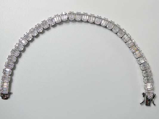 real 925 sterling silver tennis baguette 7 inch bracelet