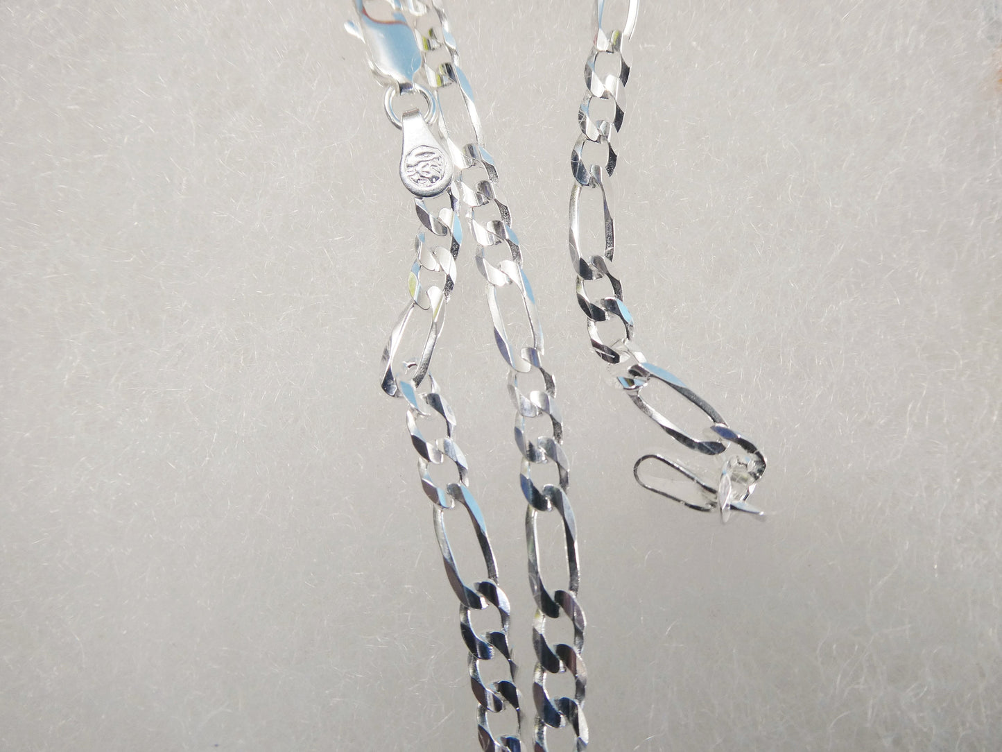 real 925 sterling silver 3.5mm Italian concave figaro solid chain lobster lock clasp