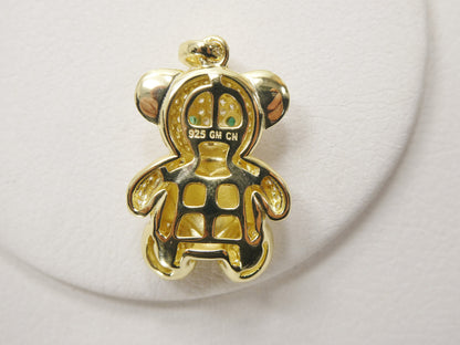 925 Sterling Silver Enamel Color Teddy Bear Pendent Set Charm