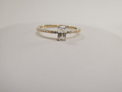 Real 14k Solid Yellow Gold Women's Classic Micro Pave Setting Pinky Ring