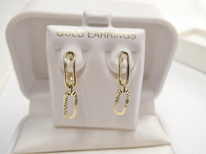 Real 10k Solid Yellow Gold Designer Hoop Huggie Earrings