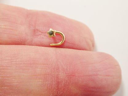 14k Real Solid Yellow Gold Twist Shape Star Nose Ring