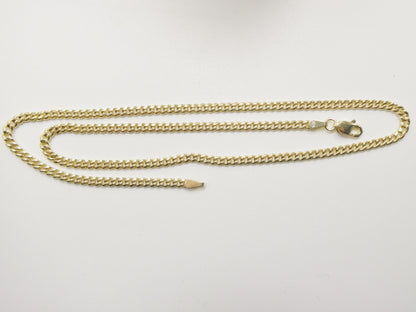 Real 10k Solid Yellow Gold 3mm Curb Link Chain Necklace