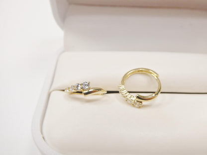 Real 10k Solid Yellow Gold Designer Hoop Huggie Earrings