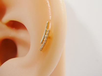 14k Real Solid Yellow Gold Helix Cartilage Earring