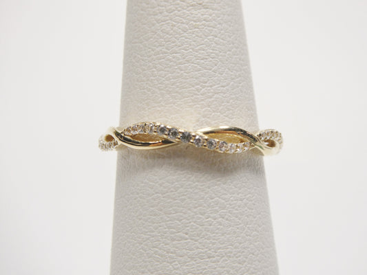 real 10k solid yellow gold women's classic micro pave setting ring
