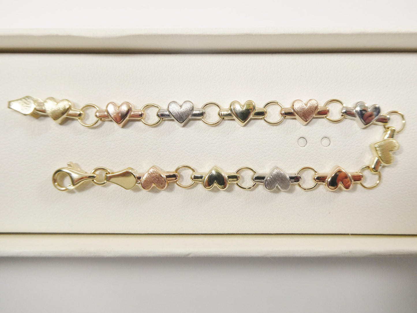 real 10k solid yellow gold 6 inch children/women xo heart bracelet
