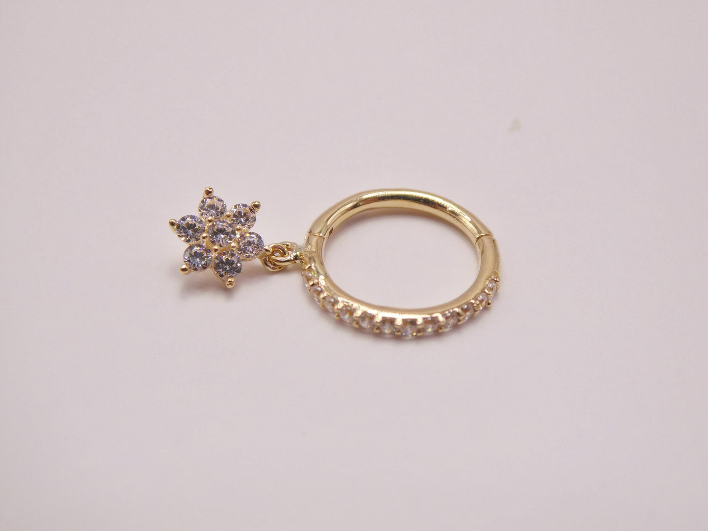 14k real solid yellow gold seamless clicker cartilage helix hoop