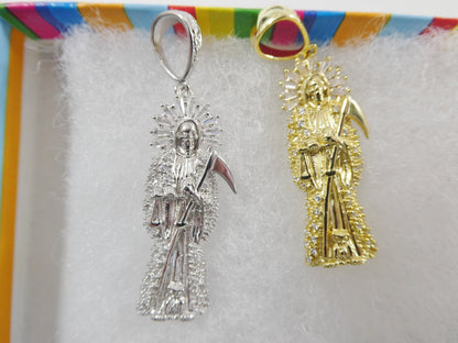 Real 925 Sterling Silver Santa Muerte Pendent Charm