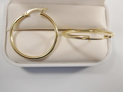 Real 10k Solid Yellow Gold Plain High Polish 30mm Hoop Earring