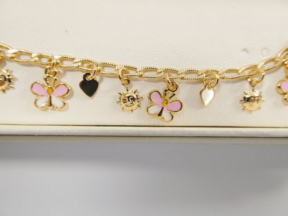 5.5 inch 14k Gold Filled CURB Style Butterfly Pendent Dropping Baby Bracelet