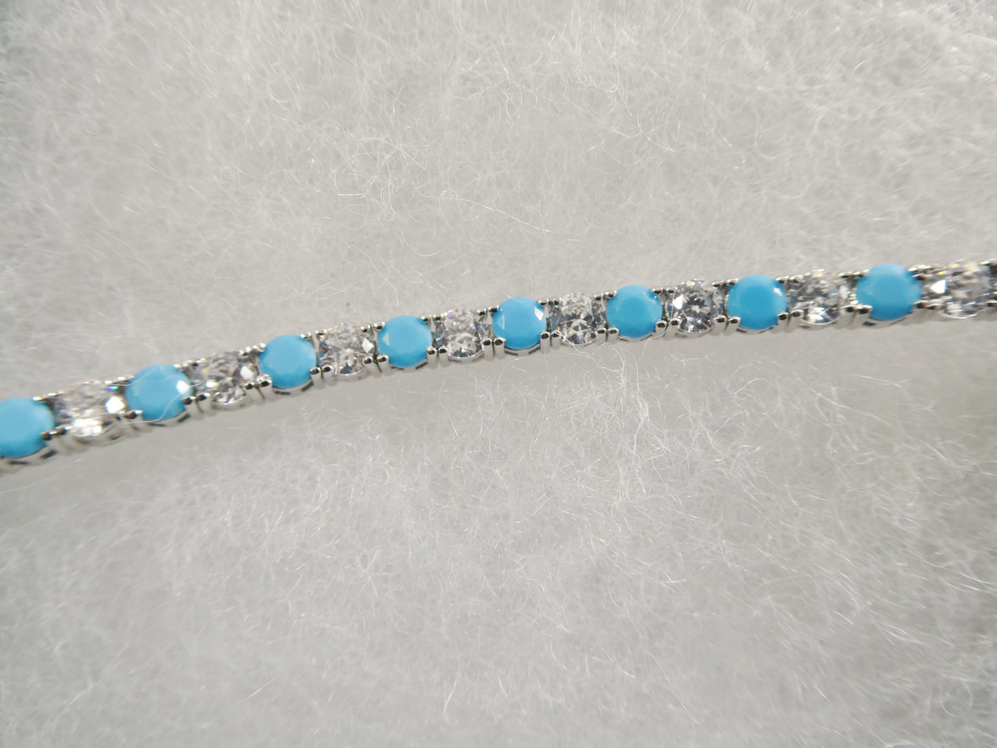 4mm 7 Inch turquois tennis bracelet real 925 sterling silver