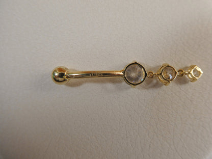 14k Real Solid Yellow Gold Flower Belly Button Ring Piercing